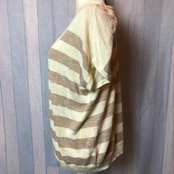 Ann Taylor Women's Cream and brown Scoop Neck - Picture 3 of 5